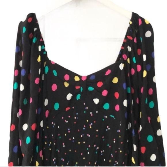 Black Polka Dot 70's Long Sleeve Mini Swing Dress - Picture 10 of 10